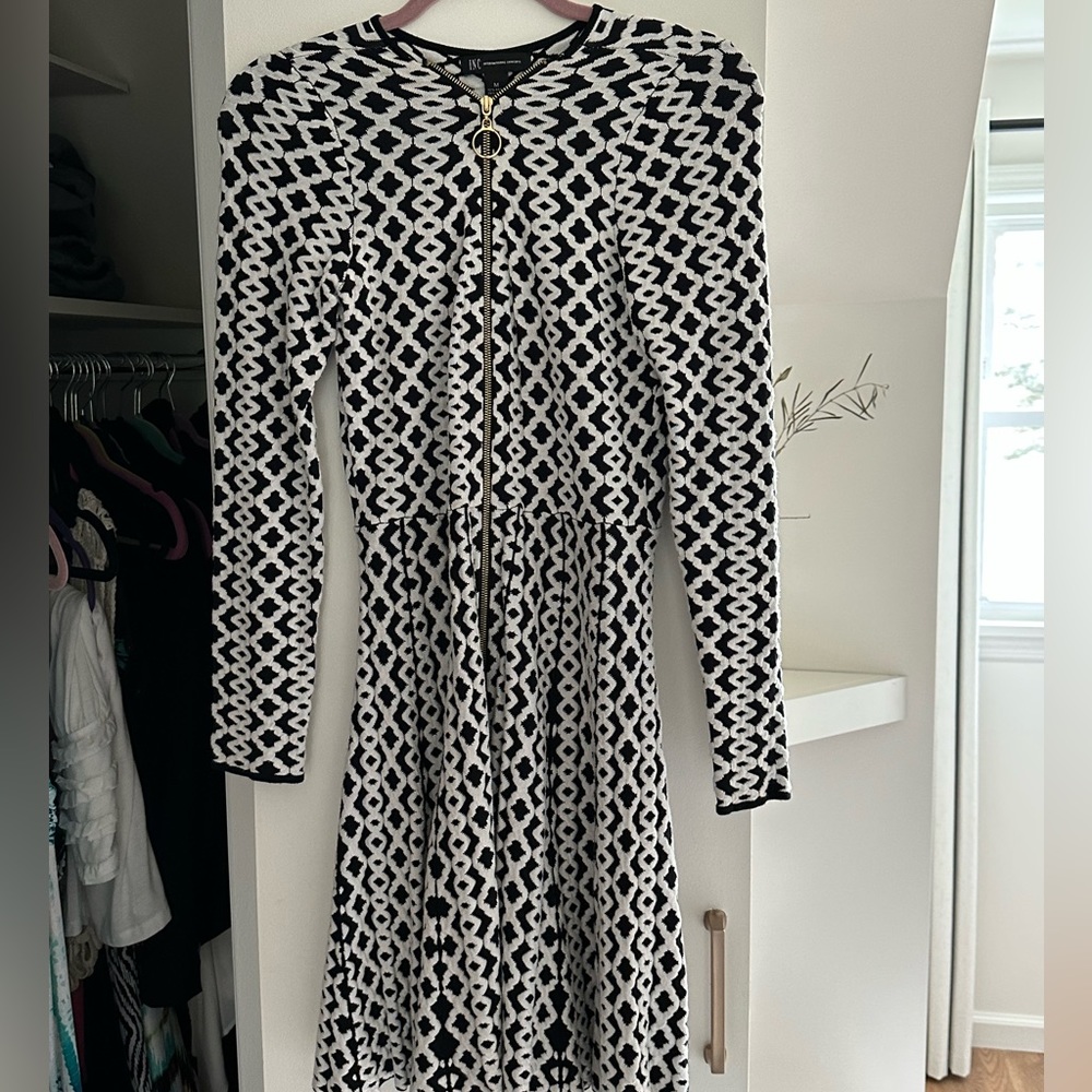Black and White dress with gold zipper